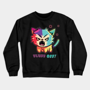 Colorful cute angry cat hissing Fluff Off Crewneck Sweatshirt